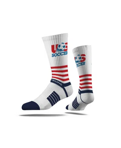 Strideline Men's And Women's Usmnt Premium Knit Crew Socks In White
