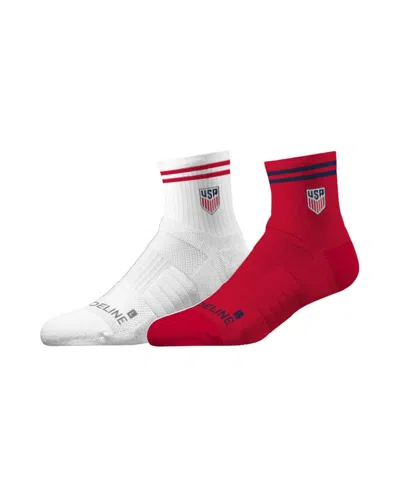 Strideline Men's And Women's Usmnt Two-pack Half-calf Knit Sock Set In White