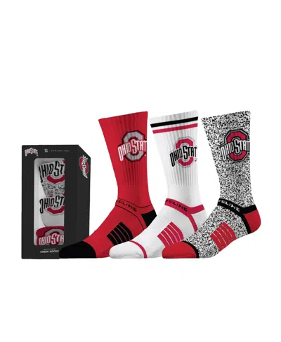 Strideline Men's And Women's White Ohio State Buckeyes Premium Knit Crew Socks Three-pack