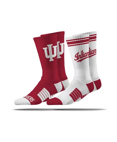 Strideline Men's And Women's White/crimson Indiana Hoosiers Two-pack Premium Knit Crew Socks Set In Burgundy