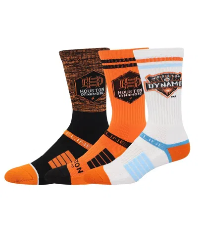 Strideline Men's Houston Dynamo Fc Premium 3-pack Knit Crew Socks Set