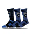 Strideline Men's San Jose Earthquakes Premium 3-pack Knit Crew Socks Set In Blue
