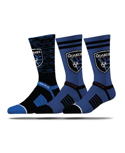 Strideline Men's San Jose Earthquakes Premium 3-pack Knit Crew Socks Set In Transparent