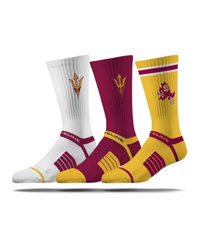 Strideline Stride Line Men's And Women's Arizona State Sun Devils Premium Knit Crew Socks Three-pack In Multi