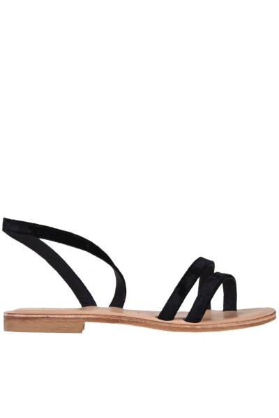 Stringart Velvet Sandals In Black