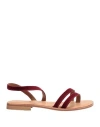 Stringart Woman Thong Sandal Burgundy Size 10 Textile Fibers In Red