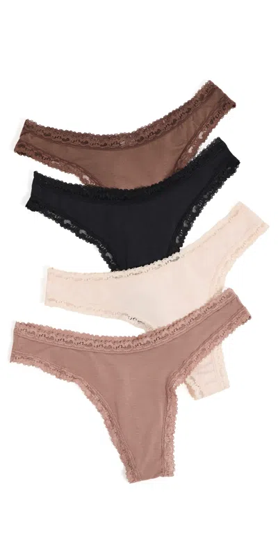 Stripe & Stare Basics Thong Four Pack Box Latte Essentials In Multi