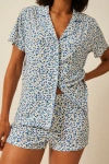 Stripe & Stare Bedshort Set In Blue