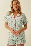 Stripe & Stare Bedshorts Set Cherryade In Blue