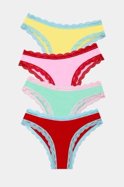 Stripe & Stare Brazilian Four Pack In Multi