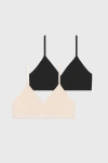 Stripe & Stare Crossover Bra Two Pack In Black