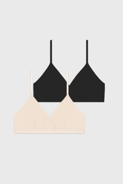 Stripe & Stare Crossover Bra Two Pack In Black