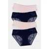 Stripe & Stare Eco Lace Original Knicker Four Pack In Pink