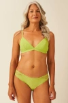 Stripe & Stare Eco Lace Padded Triangle Bra & Original Knicker Set In Green