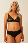Stripe & Stare Eco Lace Triangle Bra & Original Knicker Set In Black