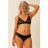Stripe & Stare Eco Lace Triangle Bra & Original Knicker Set In Black