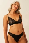 Stripe & Stare Eco Lace Triangle Bra & Original Knicker Set In Black