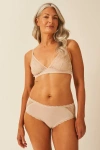Stripe & Stare Eco Lace Triangle Bralette & High Rise Set In Neutral