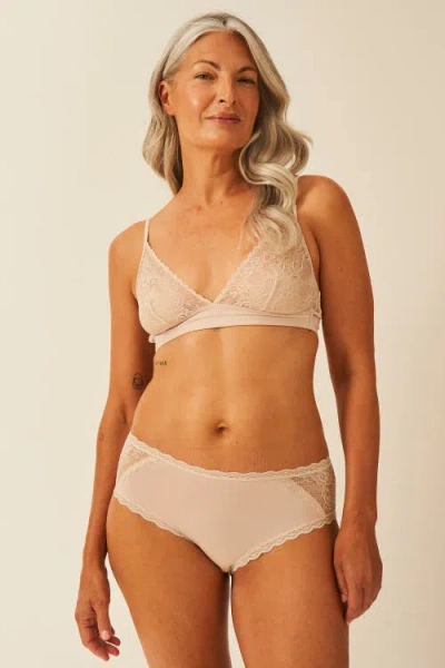 Stripe & Stare Eco Lace Triangle Bralette & High Rise Set In Neutral