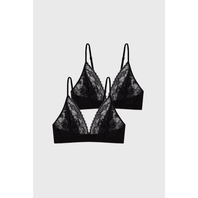 Stripe & Stare Eco Lace Triangle Two Pack In Black