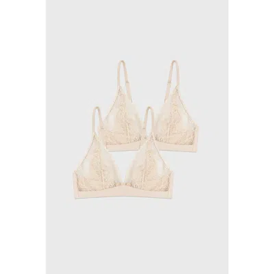Stripe & Stare Eco Lace Triangle Two Pack In Neutral