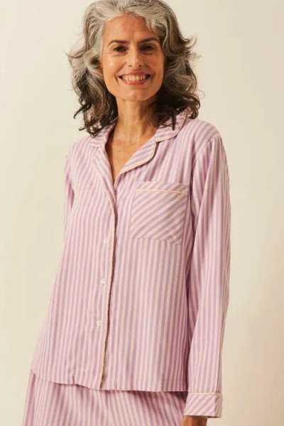 Stripe & Stare Ecovero Long Sleeve Pyjama Top In Pink