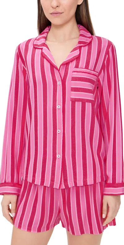 Stripe & Stare Ecovero Pj Top Candy Cane Pop Stripe In Pink