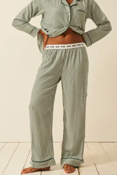Stripe & Stare Ecovero Pyjama Bottoms In Green