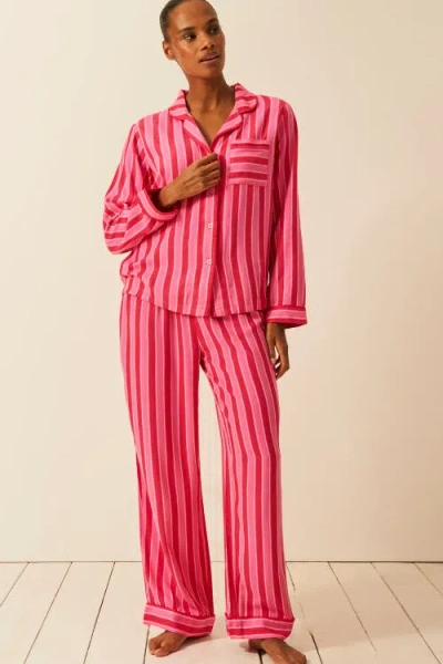 Stripe & Stare Ecovero Pyjama Bottoms In Red