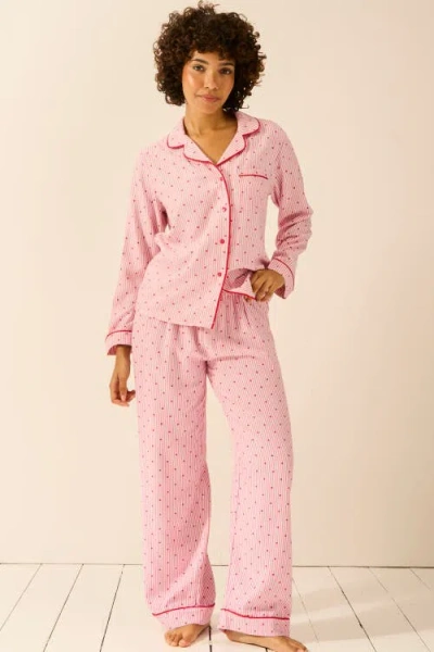 Stripe & Stare Ecovero Pyjama Bottoms In Pink