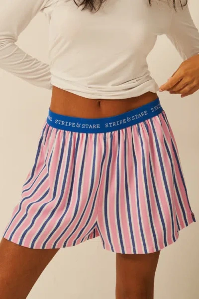 Stripe & Stare Ecovero Pyjama Shorts In Pink