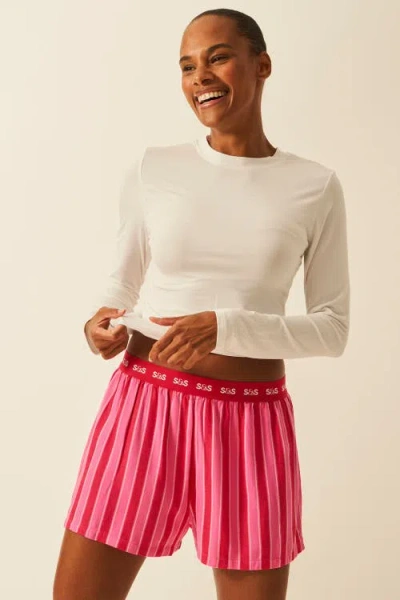 Stripe & Stare Ecovero Pyjama Shorts In Pink