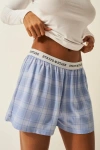 Stripe & Stare Ecovero Pyjama Shorts In Blue Check