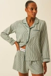Stripe & Stare Ecovero Pyjama Top In Green