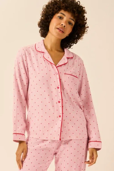Stripe & Stare Ecovero Pyjama Top In Pink