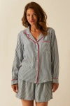 Stripe & Stare Ecovero Pyjama Top In Blue