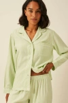 Stripe & Stare Ecovero Pyjama Top In Green