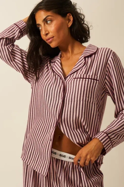 Stripe & Stare Ecovero Pyjama Top In Red