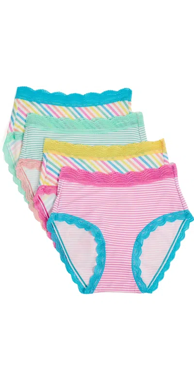 Stripe & Stare High Rise Briefs Four Pack Roll With It In Blue