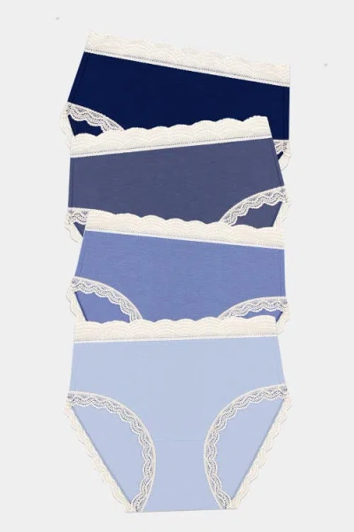 Stripe & Stare High Rise Knicker Four Pack In Multi