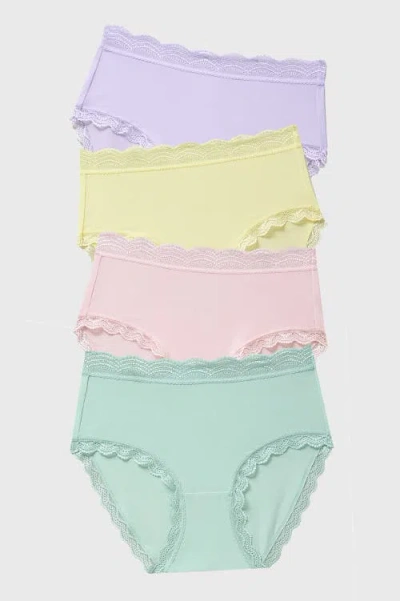 Stripe & Stare High Rise Knicker Four Pack In Multi