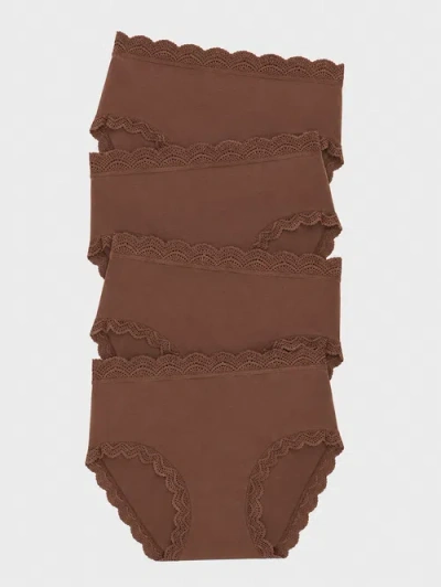 Stripe & Stare High Rise Knicker Four Pack In Brown