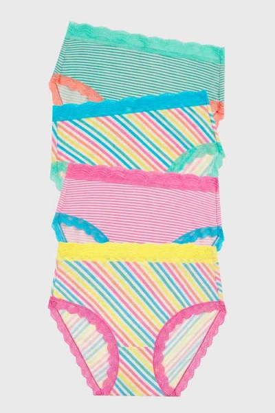 Stripe & Stare High Rise Knicker Four Pack In Multi
