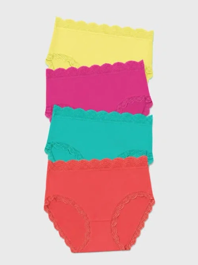Stripe & Stare High Rise Knicker Four Pack In Multi