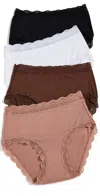 Stripe & Stare High Rise Knickers Four Pack In Mocha Essentials