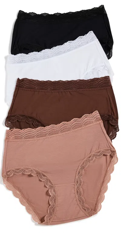 STRIPE & STARE HIGH RISE KNICKERS 4 PACK MOCHA ESSENTIALS