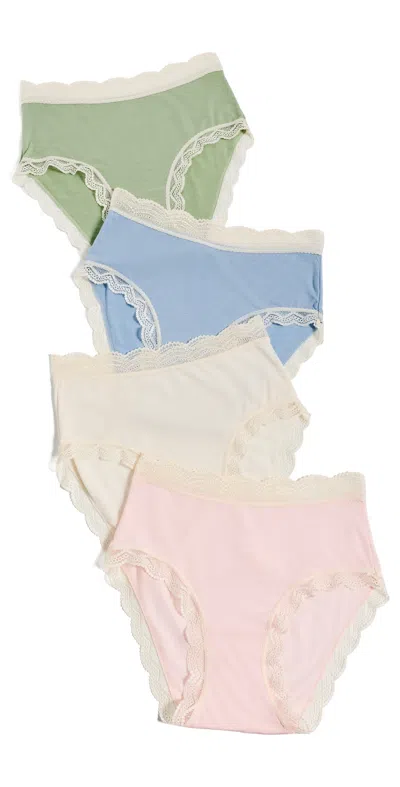 Stripe & Stare High Rise Panties Four Pack Eucalyptus Pastels In Multi