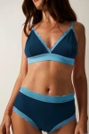 Stripe & Stare Lace Bralette & High Rise Knicker Set In Midnight & Neon Blue