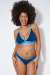 Stripe & Stare Lace Bralette & Orignal Knicker Set In Midnight & Neon Blue