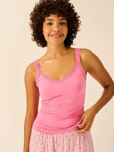Stripe & Stare Lace Cami In Pink Cosmos